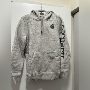 Small Heather gray Carhartt women’s fleece hoodie